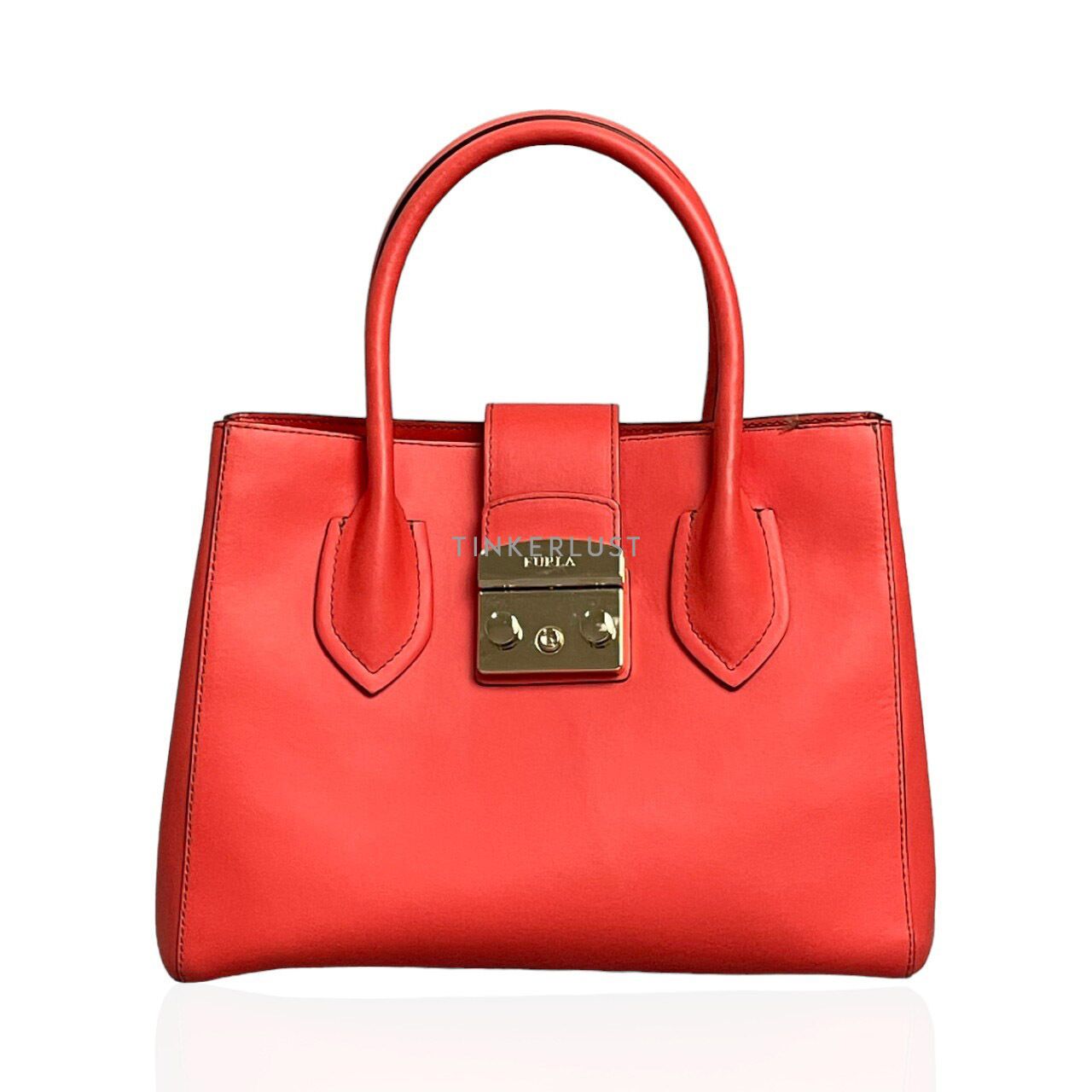 tas satchel Furla Metropolis Tote Red Leather Satchel Tinkerlust