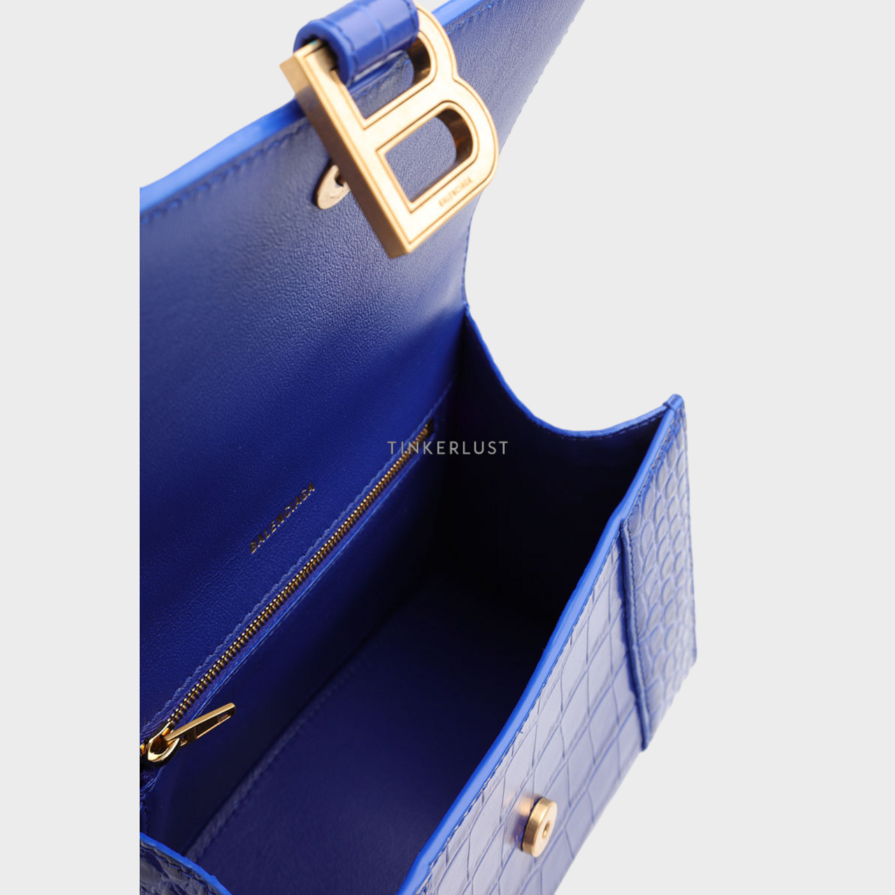 tas satchel Balenciaga Hourglass Top-Handle Bag S Electric
