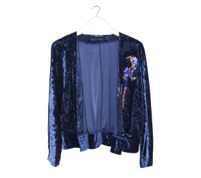 Zara Blue Metallic Velvet Outerwear