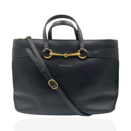 Gucci Horsebit Bright Large Black Leather GHW Tote Bag