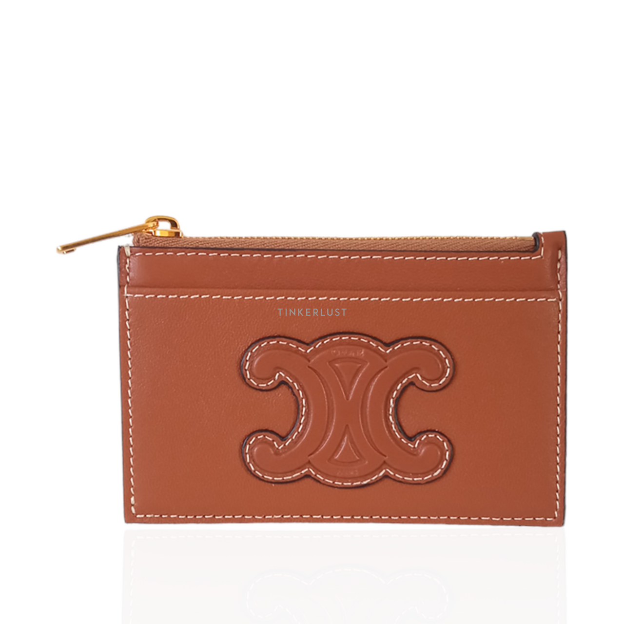 aksesoris dompet Celine Triomphe Zip Tan Card Holder Wallet