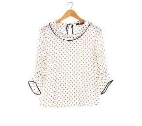 Zara Off White Polka Dot Blouse