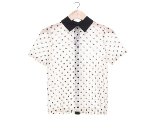 Pomelo. Off White And Black Polkadot Blouse