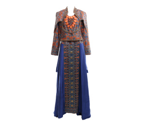 Dian Pelangi Blue Patterned Beaded Two Piece