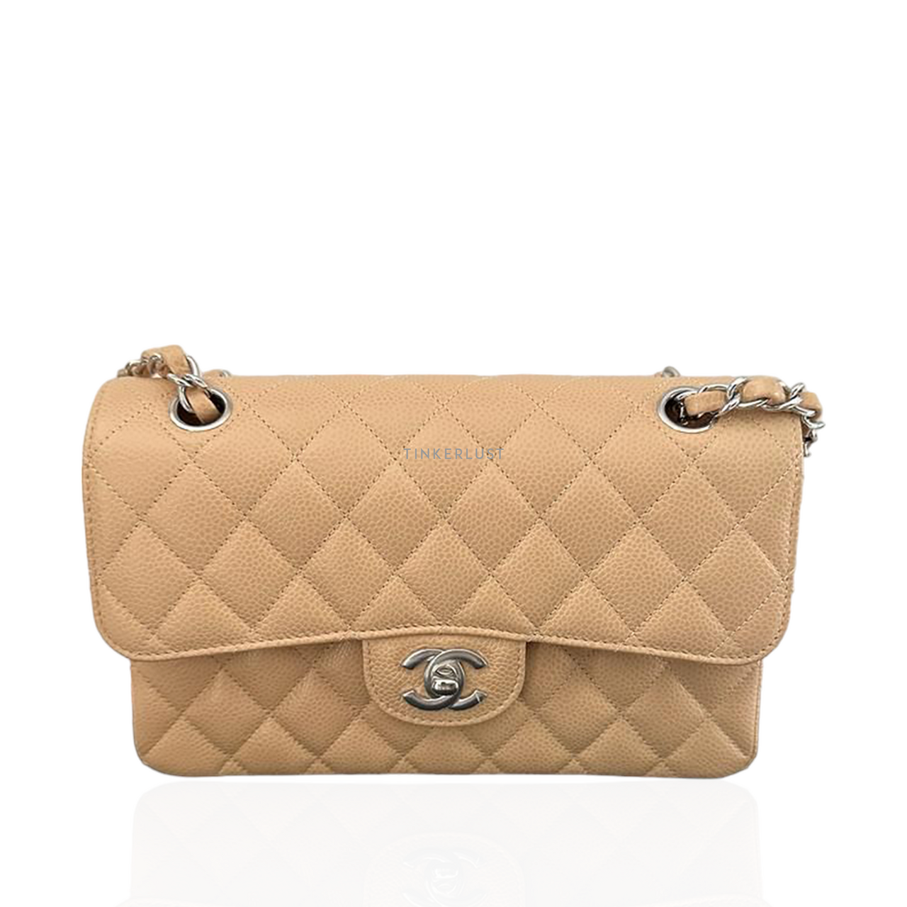 tas shoulder bag Chanel Classic Small Beige Caviar Chip PHW Shoulder Bag Tinkerlust