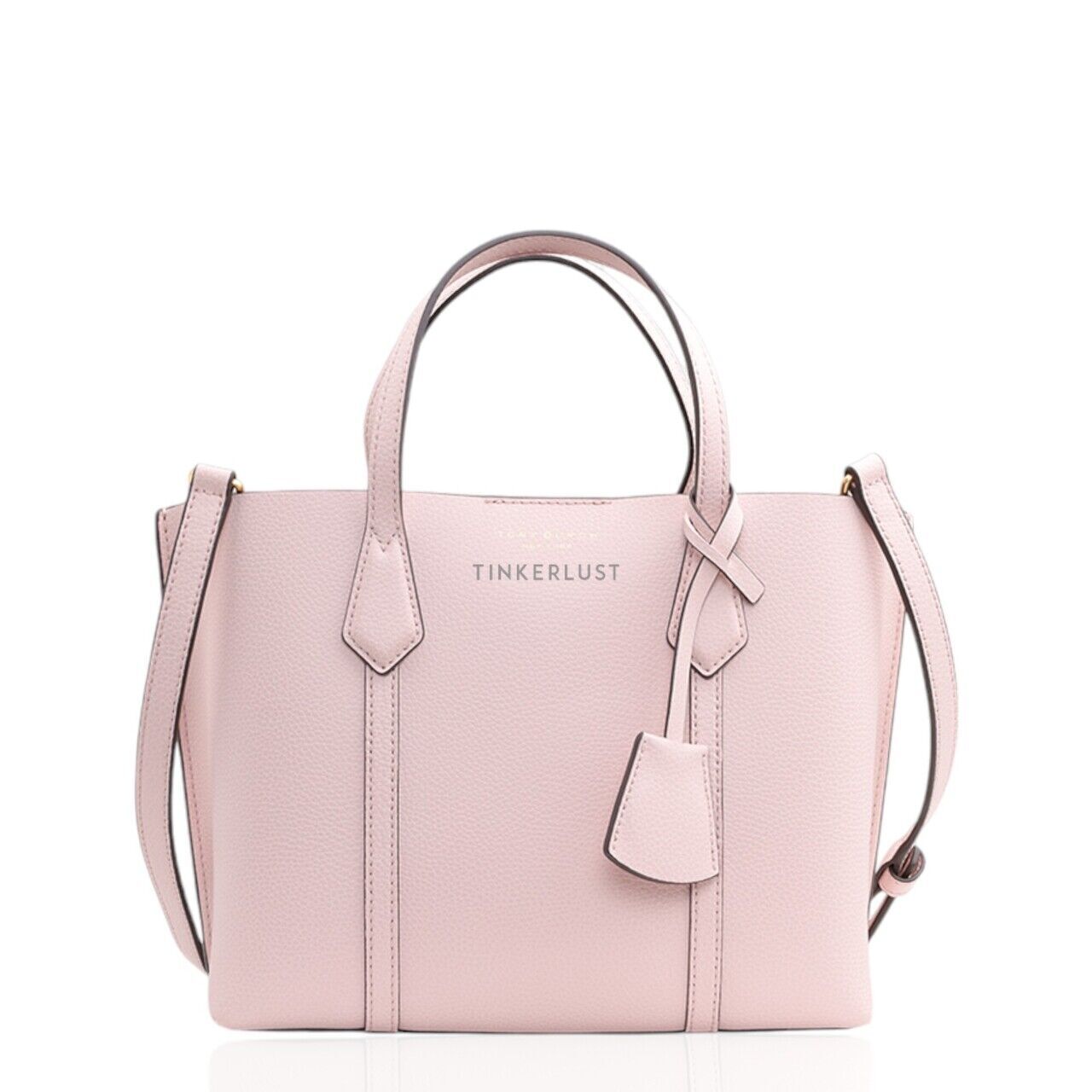tas satchel Tory Burch Small Perry Color Block Triple Compartment Tote in Shell Pink Multicolors Satchel Bag Tinkerlust