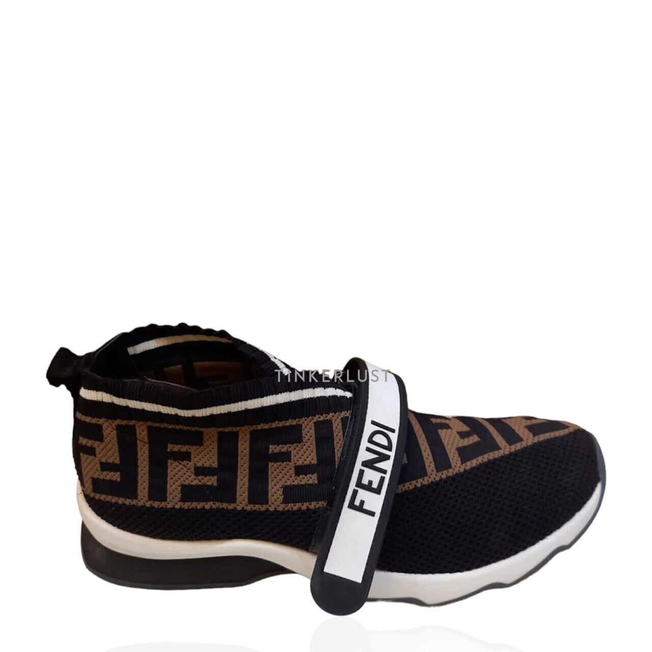 sepatu sneakers Fendi Brown Black Zucca Slip On Sneakers Tinkerlust