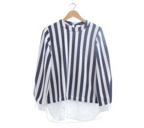 Cotton ink Navy & White Striped Blouse