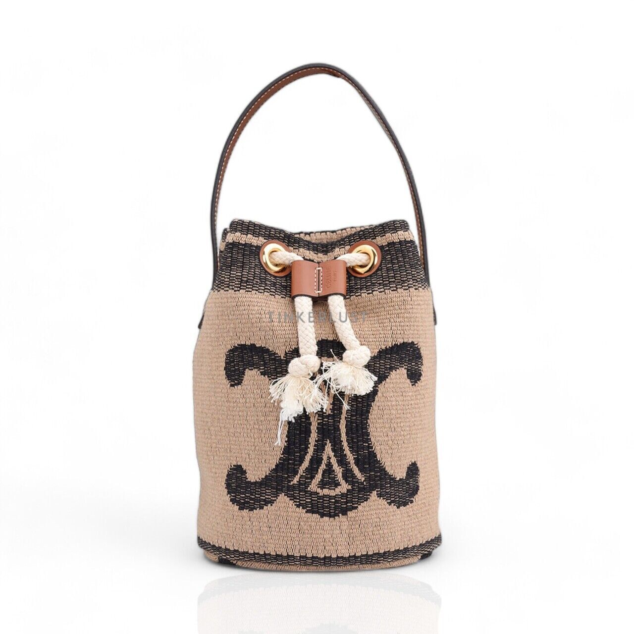 ハンドバッグ CELINE TEEN DRAWSTRING BAG BEIGE CELINE Teen Bucket 16 Shoulder Bag 2way Bag Canvas White