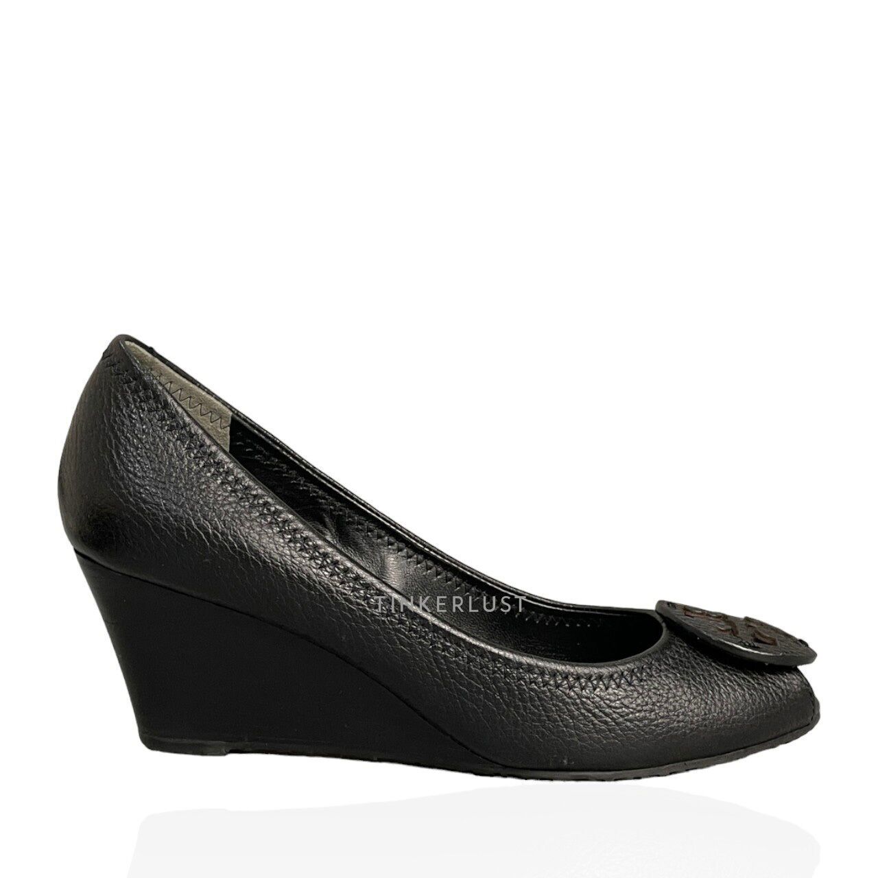 sepatu wedges Tory Burch Sally 2 Tumbled Black Leather Wedges Tinkerlust