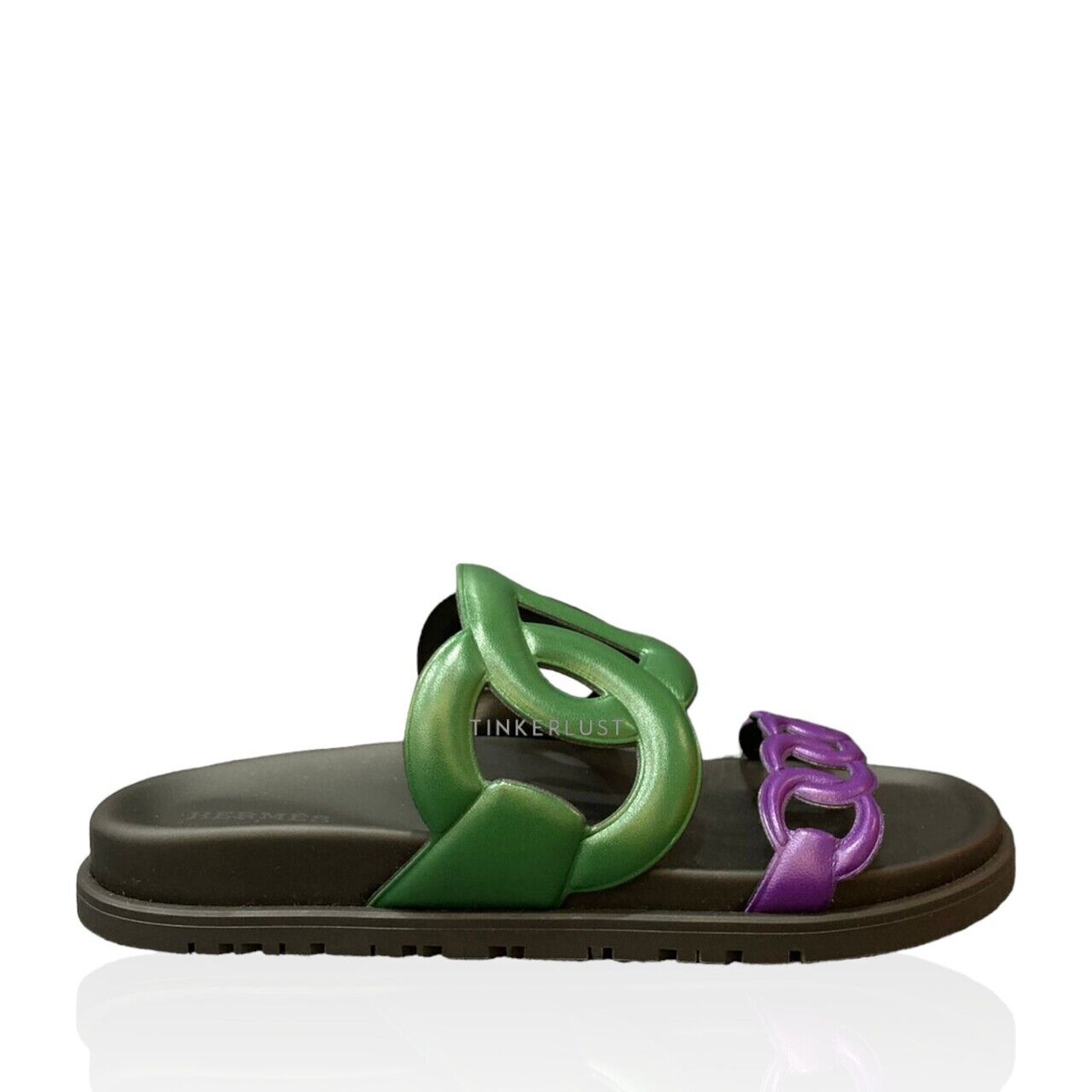 【完売必須】 HERMES Sandales Extra Vert Electrique sepatu sandals Hermes Extra Vert Electrique / Violet Sandals