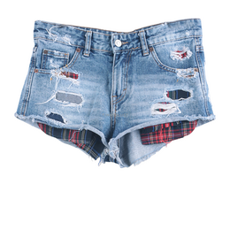 Pull & Bear Ripped Check Short Pants