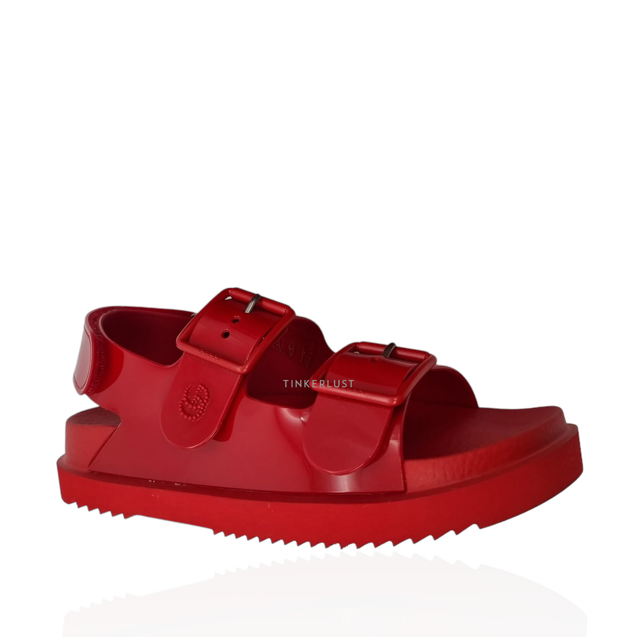 Red best sale rubber sandals