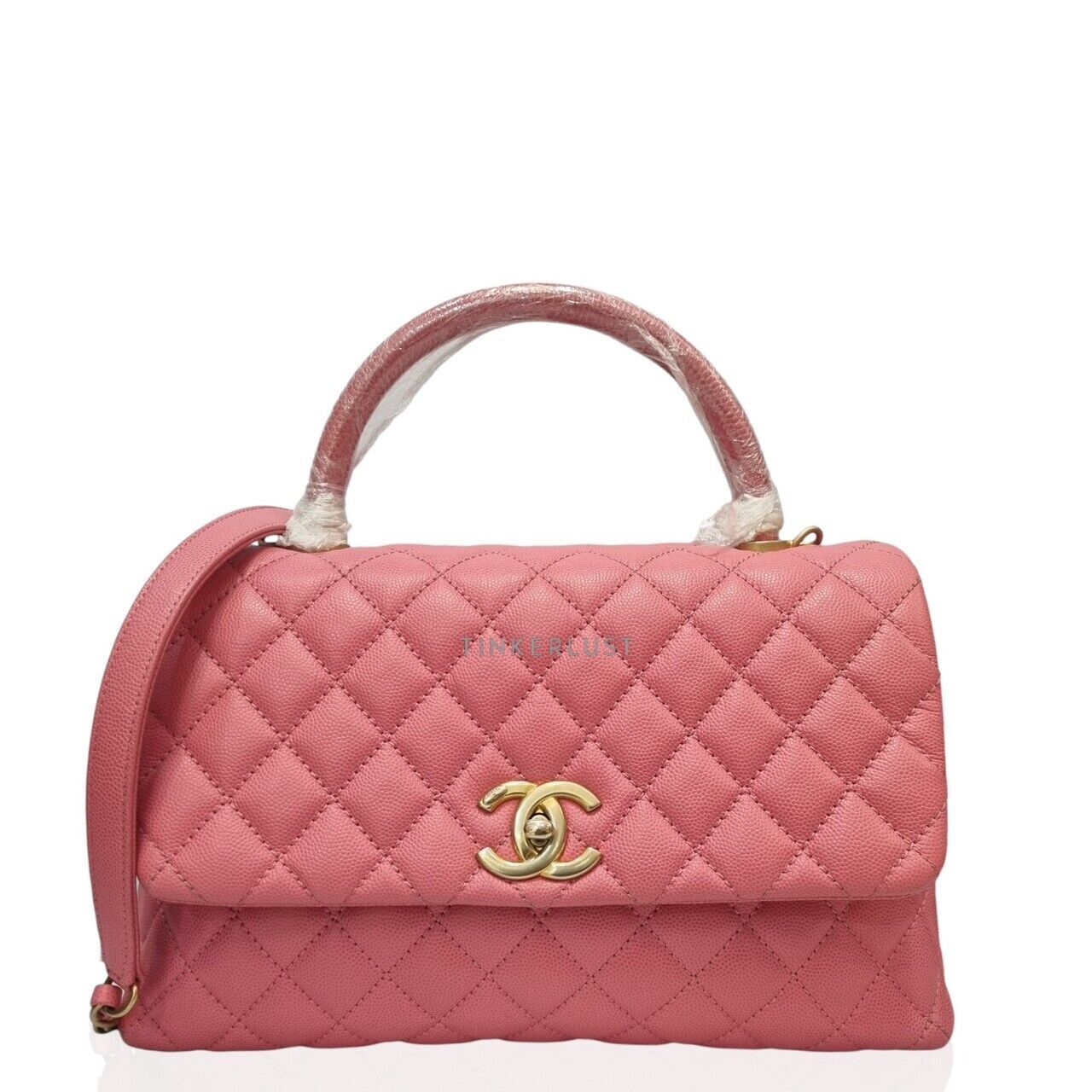 tas satchel Chanel Coco Handle Med Pink Caviar GHW #28