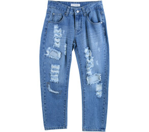 Cotton Ink Blue Ripped Pants