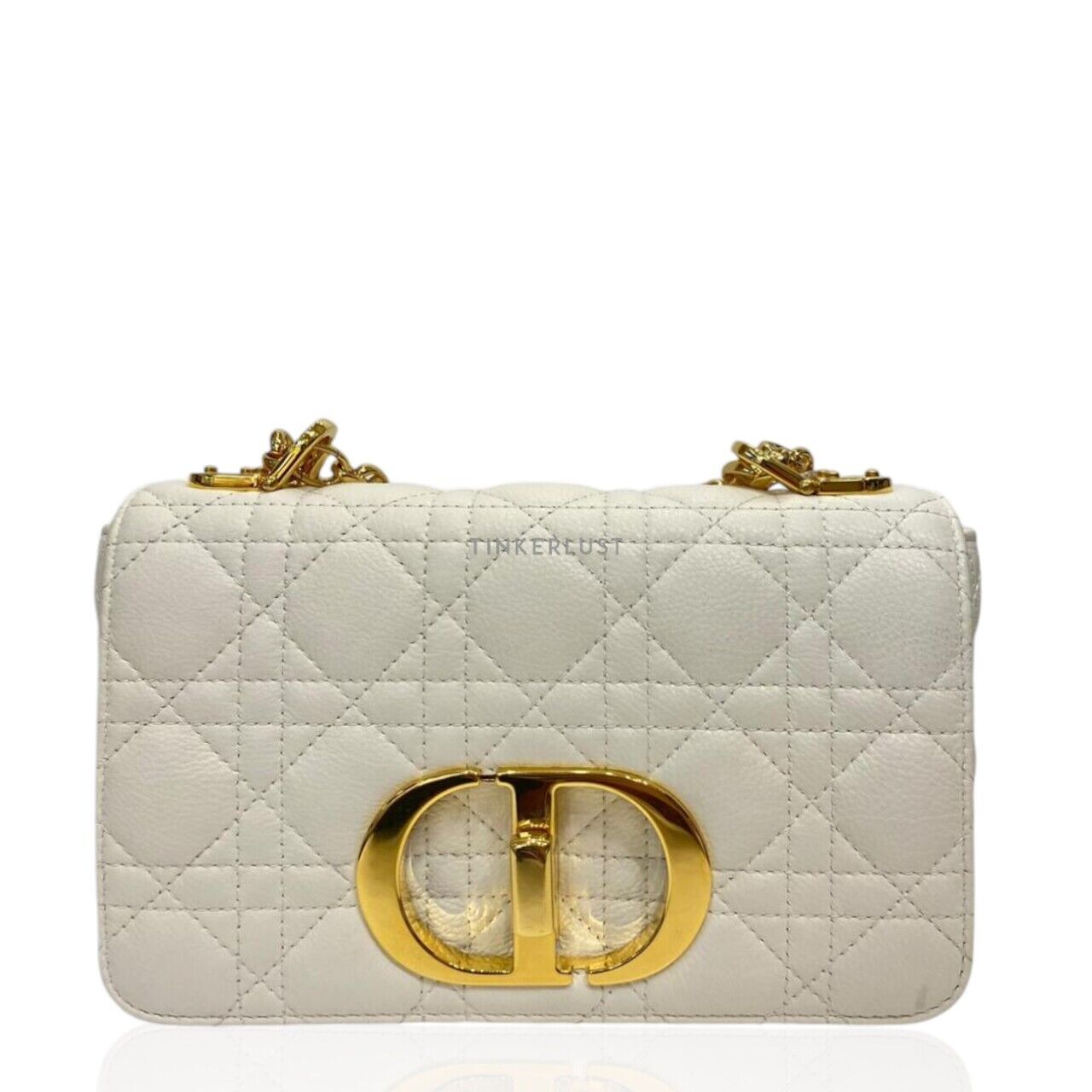 tas sling bag Christian Dior Caro Small White GHW 2023 Calfskin Sling Bag Tinkerlust