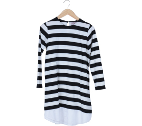 Cotton Ink Black And White Striped Mini Dress