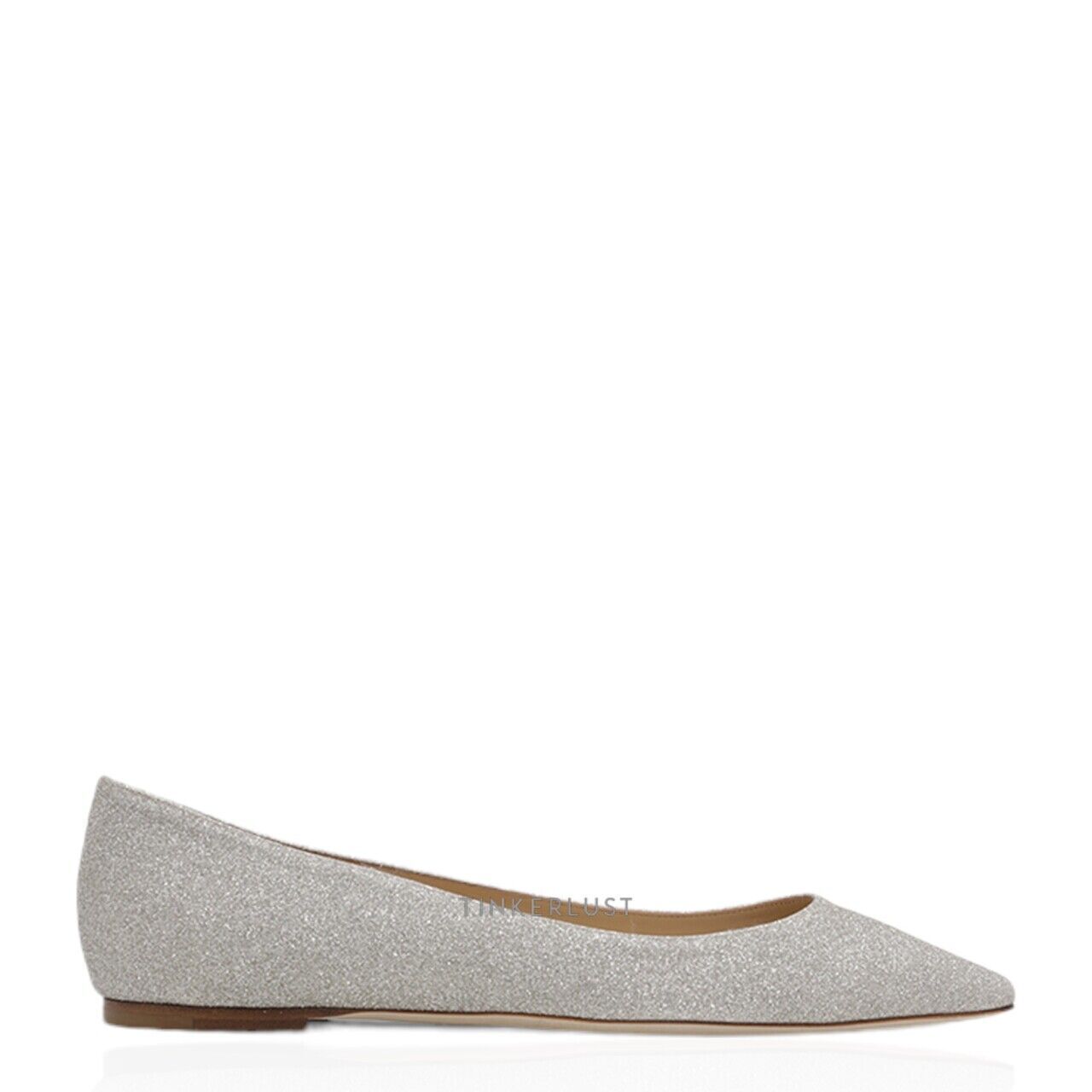 sepatu flats Jimmy Choo Romy Ballerina Platinum in Ice Glitter Flats Tinkerlust