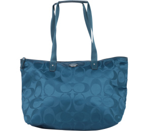 Coach Blue Monogram Getaway Signature Nylon Packable Weekender Tote Bag