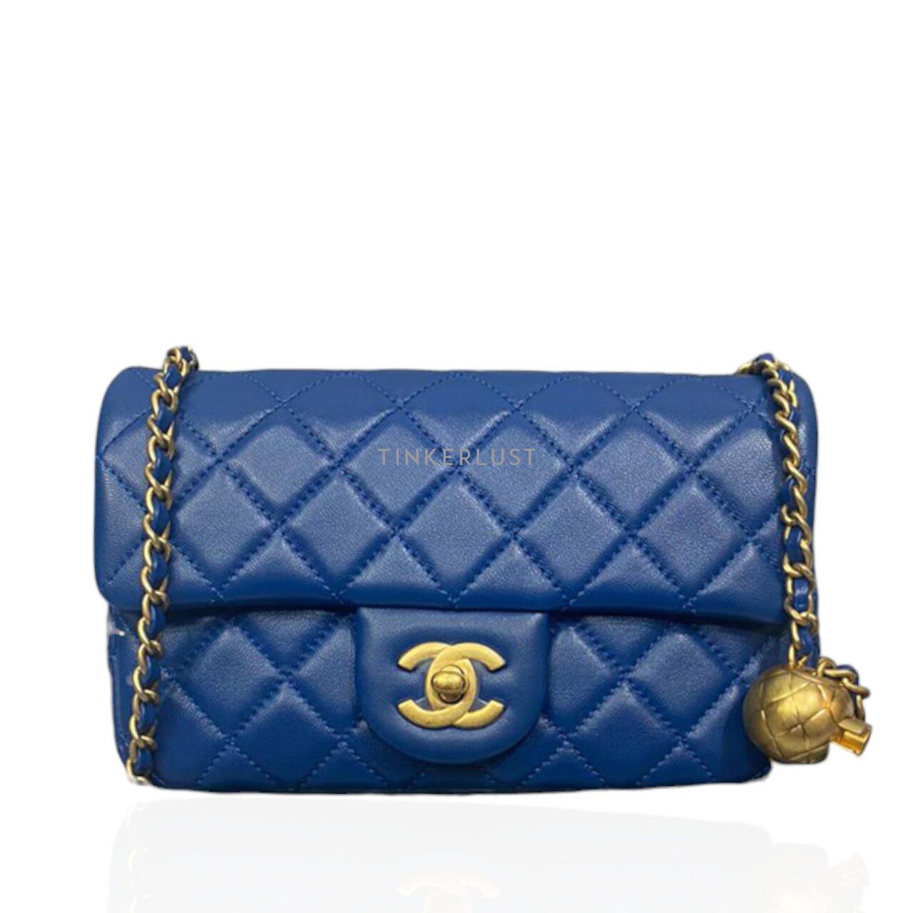 tas shoulder bag Chanel Mini Rectangle Blue Lambskin 30 Shoulder