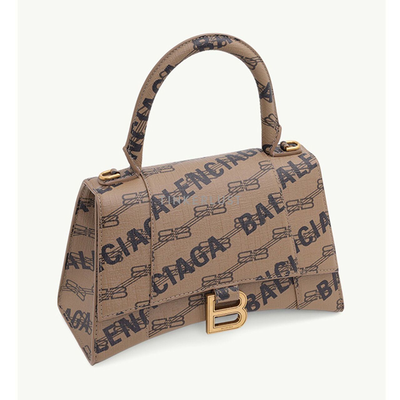 送料込 BALENCIAGA HOURGLASS S BBモノグラム トップハンドル BALENCIAGA Coated Canvas BB Monogram Small Hourglass Top