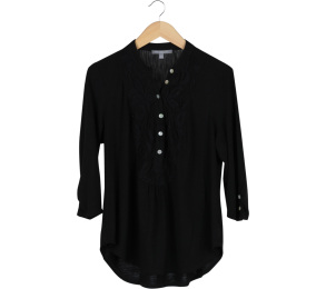 NY Collection Black Crochet Insert Blouse