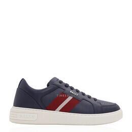 Bally Men Moony in Ink Leather with Striped Sneakers