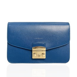 Furla Metropolis Chain Blue Shoulder Bag 