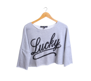 Topshop Grey Cropped Blouse