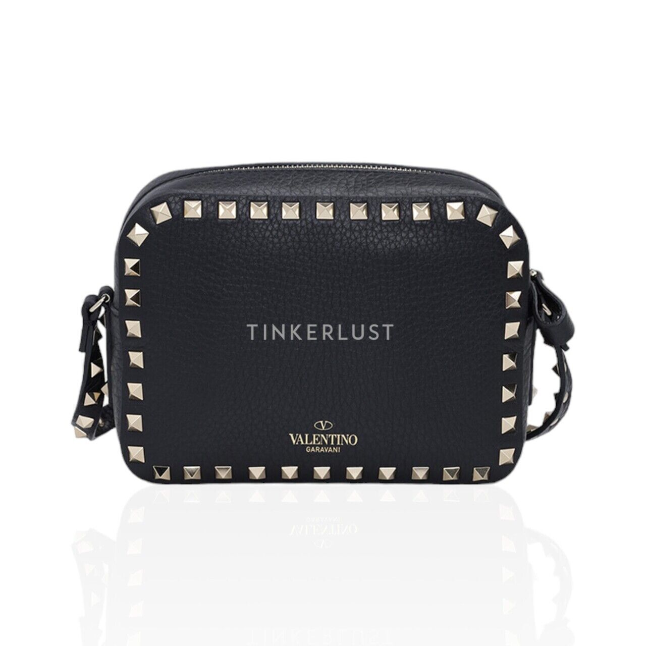 tas sling bag Valentino Garavani Rockstud Camera in Black Grained Leather Sling Bag Sling Bag Tinkerlust