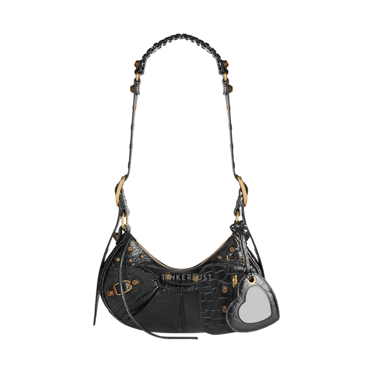 tas shoulder-bag Balenciaga XS Le Cagole Black Croco