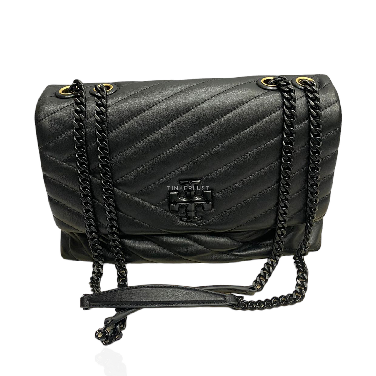 tas shoulder bag Tory Burch Kira Chevron Black Shoulder Bag