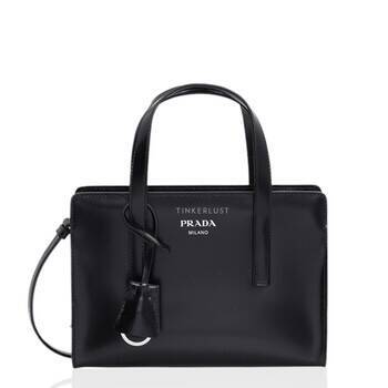 tas satchel Prada Mini Re Edition 1995 Handbag in Black Brushed Leather Satchel Bag Tinkerlust