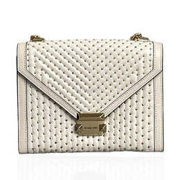 Michael Kors Whitney Studded Leather Convertible White Shoulder Bag