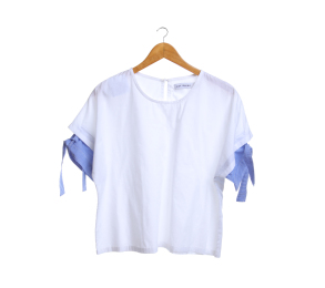 Cotton Ink White Striped Blue Sleeveless