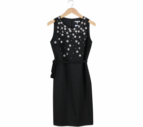 Paule Ka Black Sleeveless Midi Dress