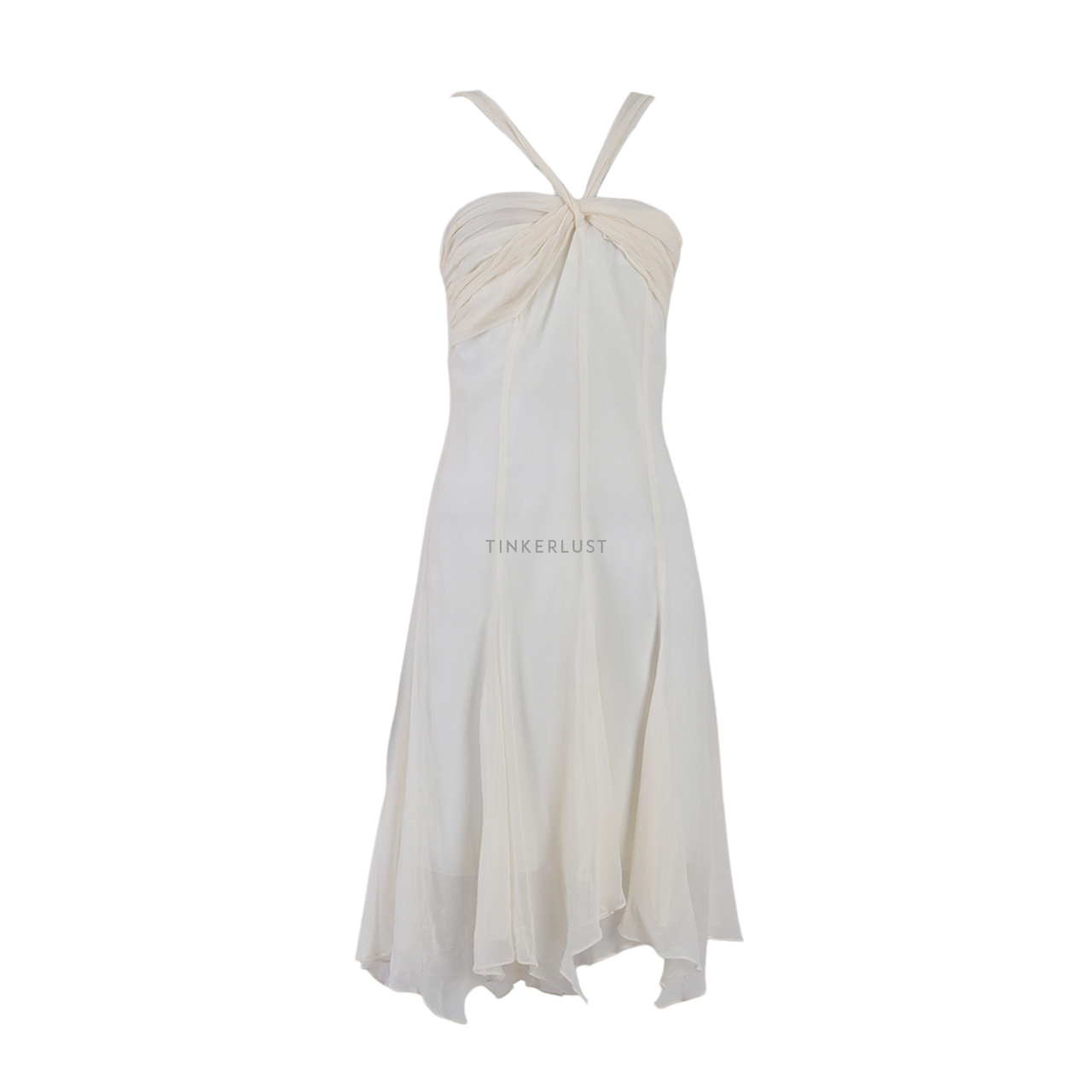 pakaian dress midi dress BCBG Max Azria Beige Off White Ruffle