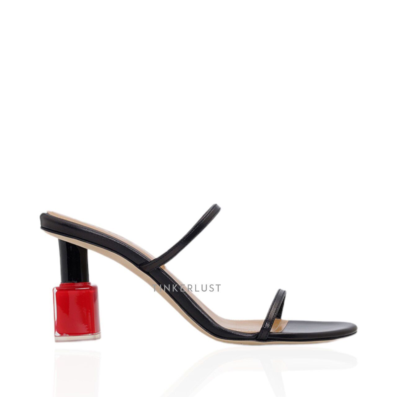 sepatu heels Loewe Women Nail Polish Black Goatskin 80mm