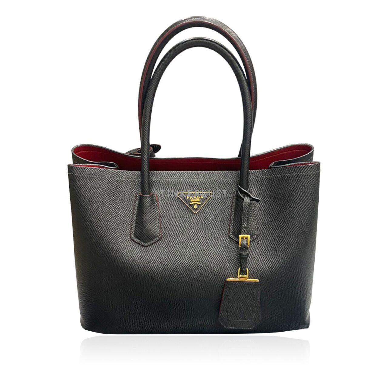 Prada saffiano cuir double small tote bag online