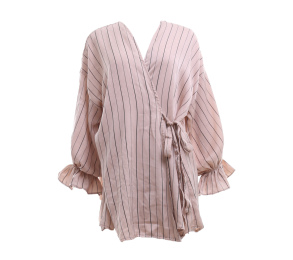 Vroumen Nude Wrap Striped Blouse