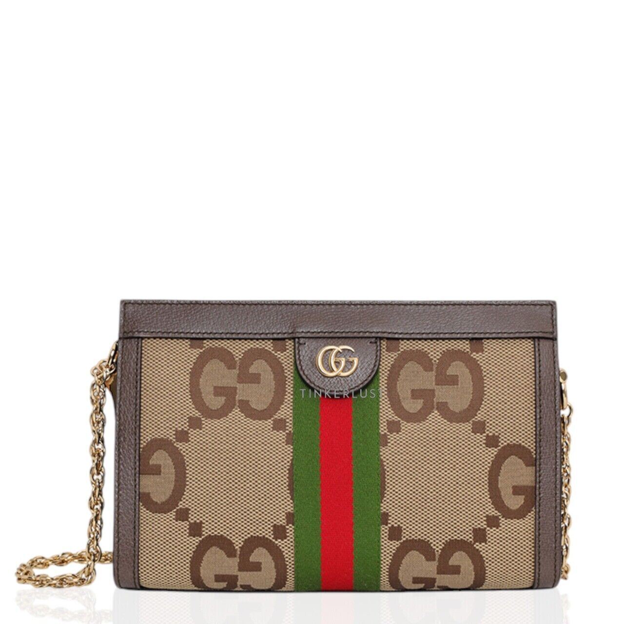 tas shoulder bag Gucci Small Jumbo GG Supreme Ophidia Double G in Camel Ebony Brown Canvas x Leather Shoulder Bag Tinkerlust