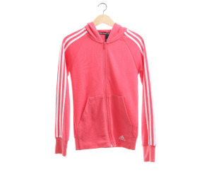 Adidas Pink Hoodie 3 Stripe Jacket