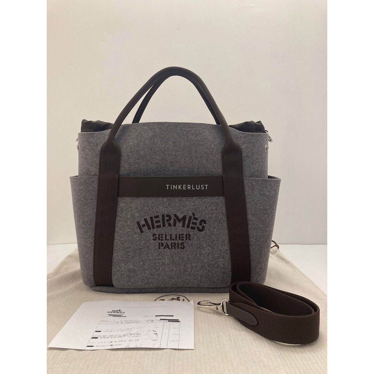 tas satchel Hermes Sac De Pansage Groom Gris Acier Phw #Z