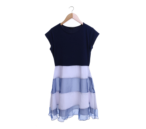 Chanira Dark Blue And White Midi Dress