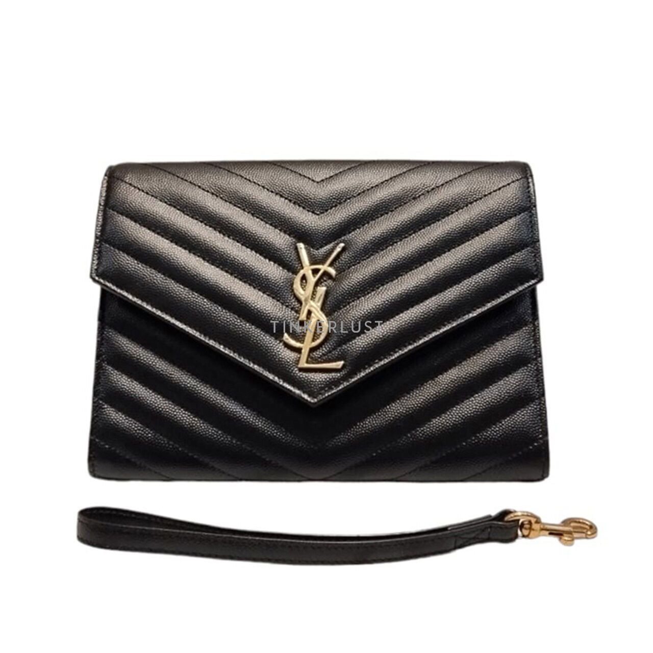 【SAINT LAURENT】ENVELOPE CLUTCH●742920BOW012721 tas clutch Saint Laurent Black Matelasse Envelope Clutch