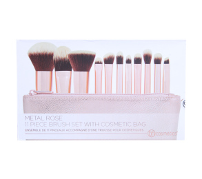 Bhcosmetics Metal Rose 11 Piece Brush Set With Cosmetic Bag Tools