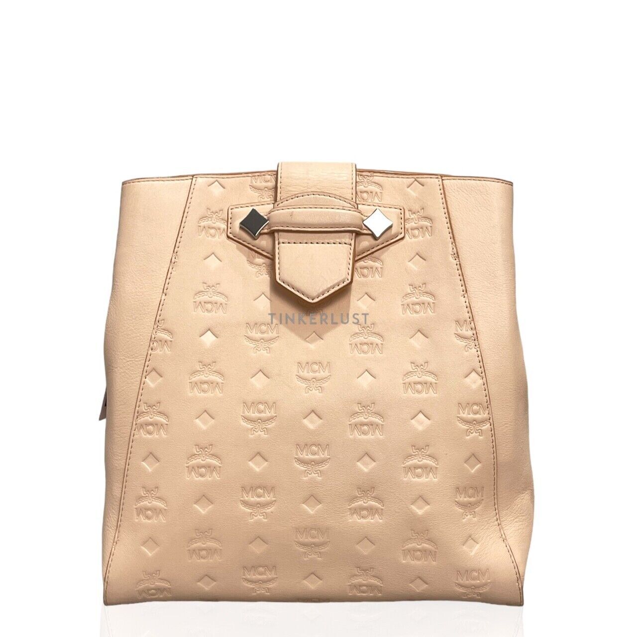 tas sling bag MCM Calfskin Ottomar Monogram Essential Bucket Pink Sling Bag Tinkerlust