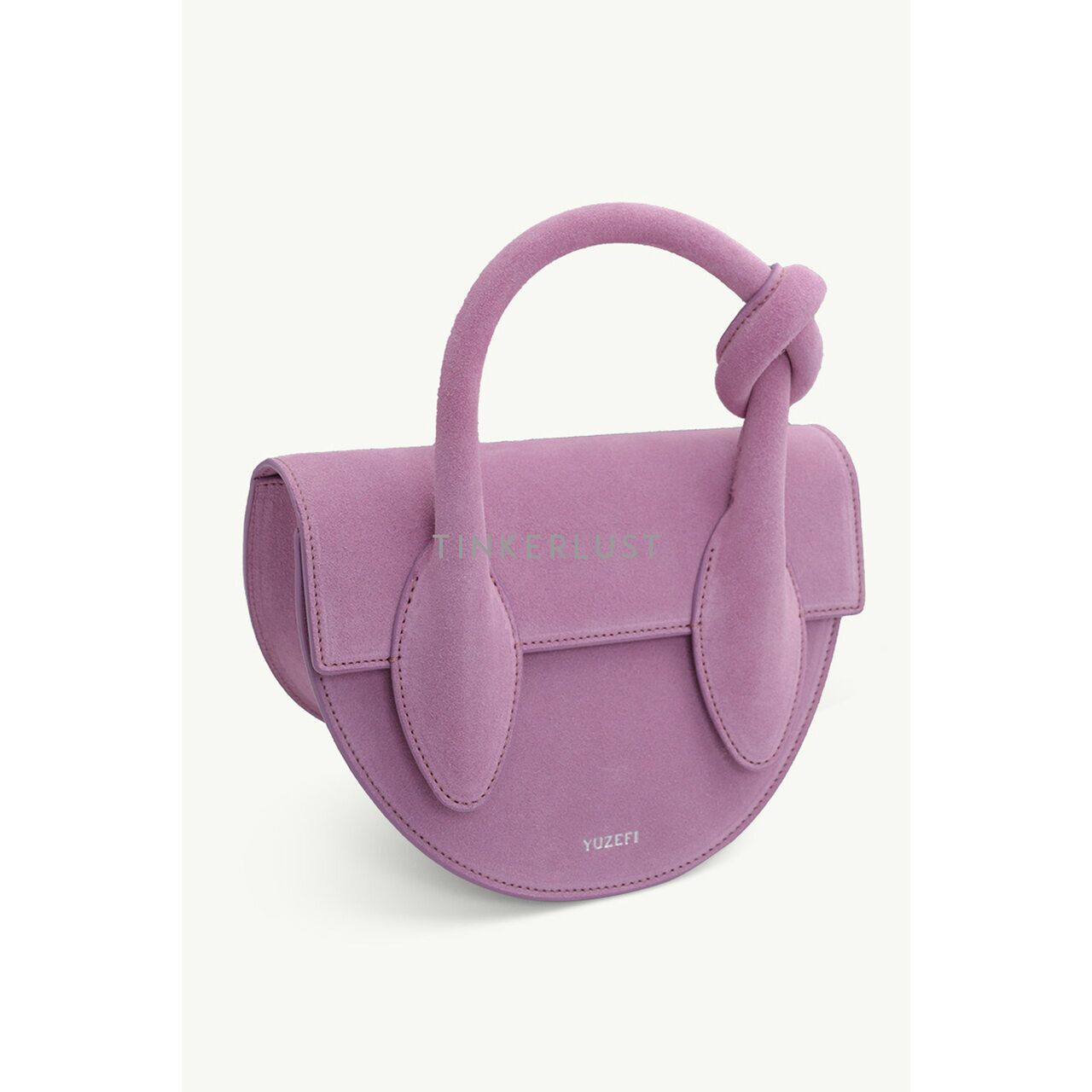 【YUZEFI】MINI PRETZEL SUEDE TOTE BAG - BUTTERSCOTCH tas satchel yuzefi Pretzel Knotted Tote Bag in Orchid Suede