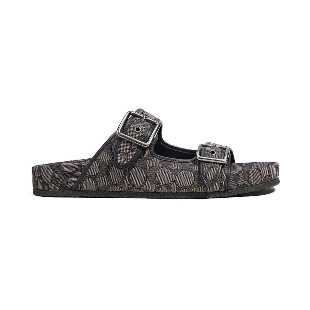 リテール品☆COACH☆ Signature Jacquard Sandal sepatu sandals Coach Signature Jacquard Sandals Strap Grey