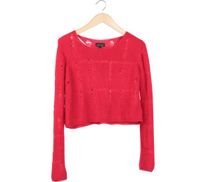 Topshop Red Knit Cropped Sweater